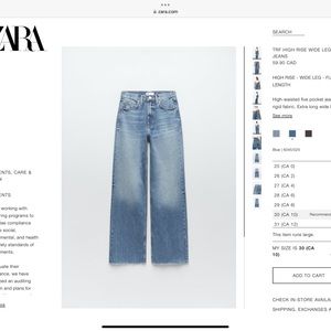 Zara High Waisted wide leg jeans